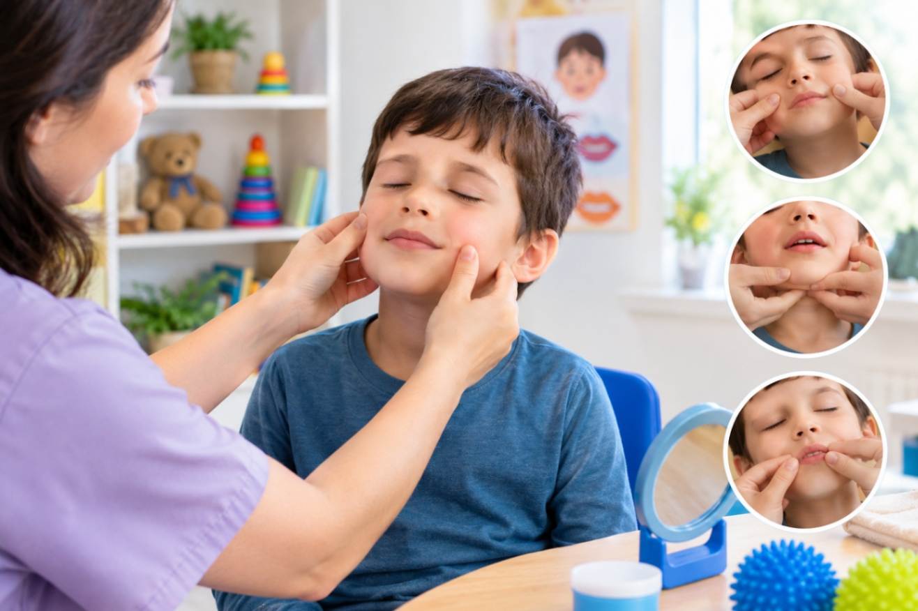 ماساژ صورت برای تکلم